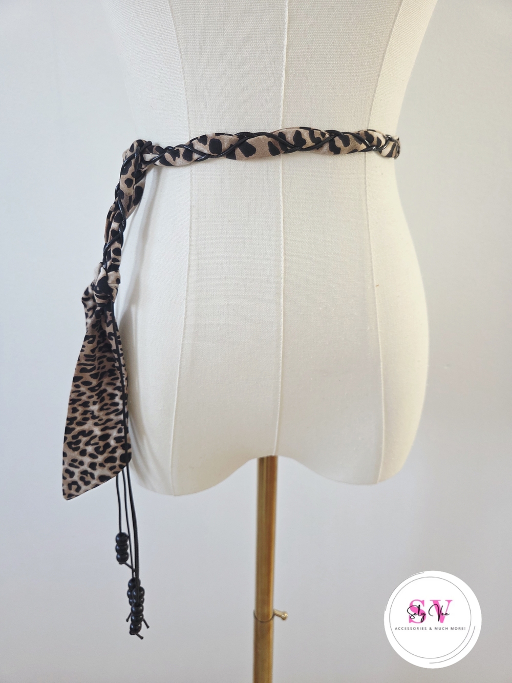 Leopard print scarf belt
